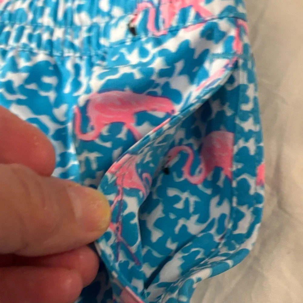 NWOT Chubbies Youth Swim Trunks Blue Pink Flamingo Print Size XS 6/7 Shorts